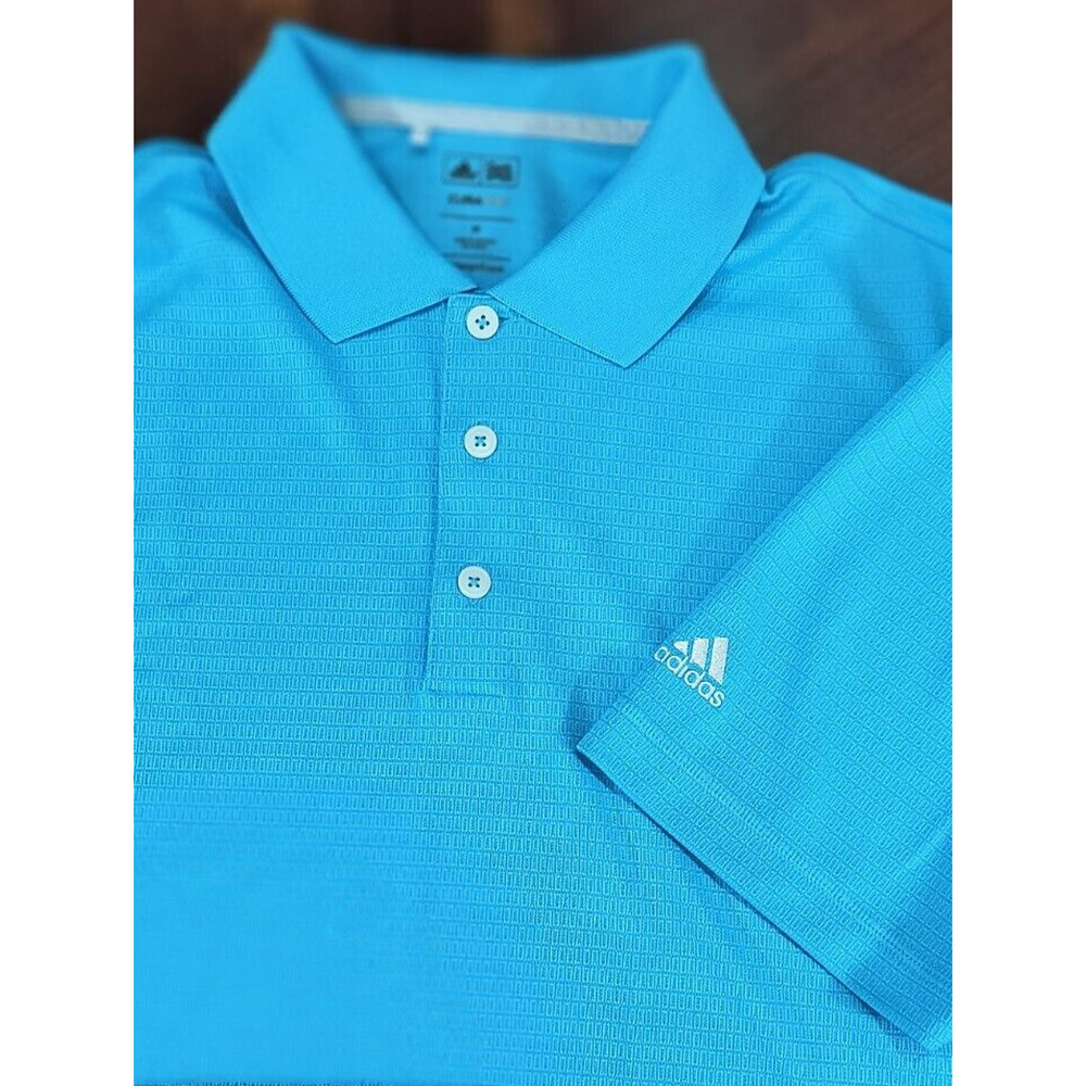 Adidas Golf MEN Meduim Embroidered Logo 3-Button Polo Shirt Blue Climalite
